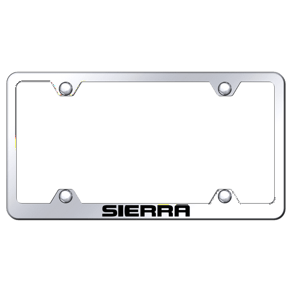 GMC Sierra Laser Etched Logo Stainless Steel Wide Body License Plate Frame (Chrome)
