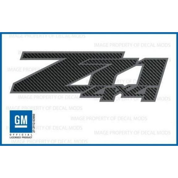 GMC Sierra Z71 4x4 decals stickers Carbon Fiber Black Pattern - FCFB (2007-2013) bed side 1500 2500 HD (set of 2)