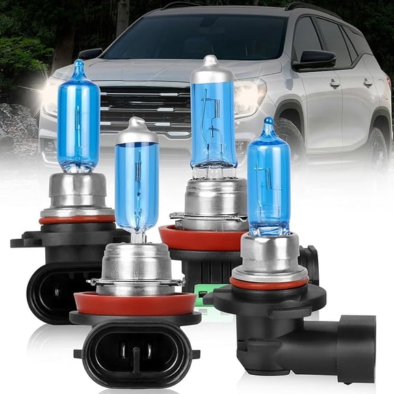 For GMC Terrain 2010 2011 2012 2013 2014 2015 2016 2017 2018 Light Bulbs High Performance Halogen Headlight Bulbs 9005 High Beam+H11 Low Beam Front Light Car Replacement Bulb, 4PCS