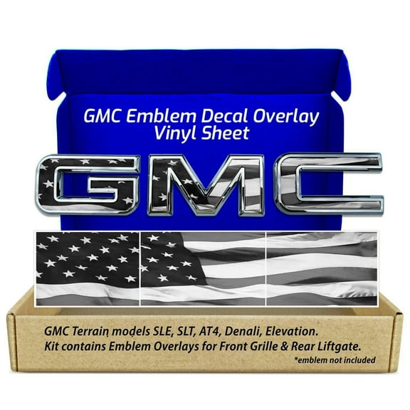 GMC Terrain Black Flag Grille Gate GMC Emblem Overlay Decals Kit 2021-2026 Set of 2