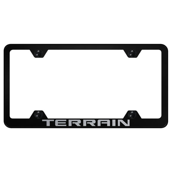 GMC Terrain Laser Etched Logo Stainless Steel Wide Body License Plate Frame (Black)