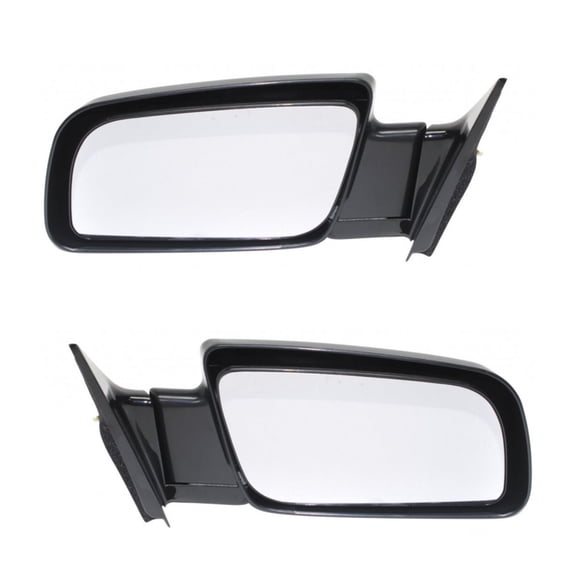 For GMC Yukon 1995 96 97 98 1999 Door Mirror Driver and Passenger Side | Pair | Manual Glass | Manual-Folding | Corner Mounted | Gloss Black | Replacement For GM1320123, GM1321123 | 15036361, 955105