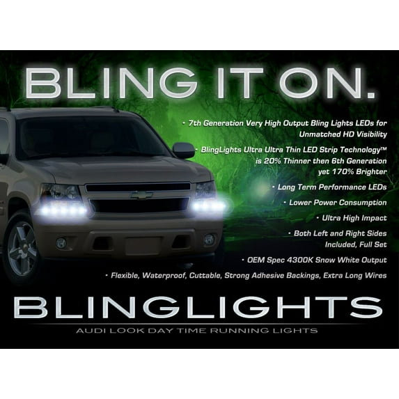 GMC Yukon LED DRL Head Light Strips Day Time Running Lamps Kit