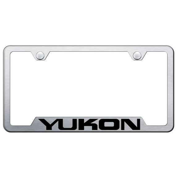 GMC Yukon Laser Etched Logo Cut-Out License Plate Frame (Brushed Chrome)