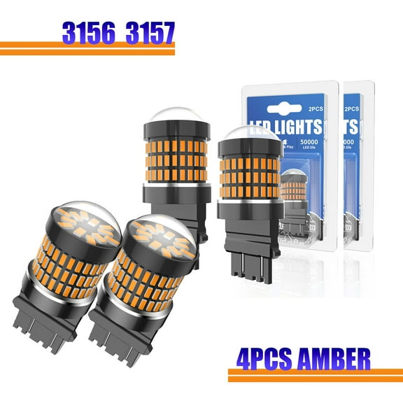 For GMC Yukon XL 1500 2000 2001 2002 2003-2018 Combo Yellow 4x 3000k Lights 3156 3157 LED Turn Signal Lights Kits 8000 Lumens High Power Lamps Canbus No Error Easy Install