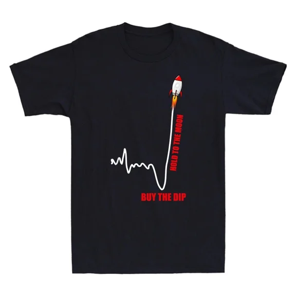 Reprint Rare GME Stock A.M.C Hold to the Moon Buy the Dip Stock Market Men's T-Shirt Black