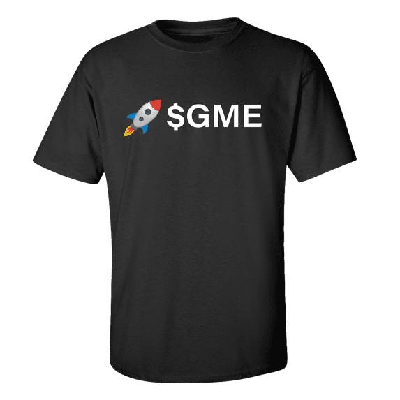 $GME To The Moon Rocket GME Stocks Investing Day Trading Free Market Hedge Fund Short Sleeve T-shirt-Black-5xl