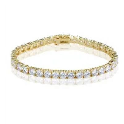 GMESME 18K Gold Plated 7.0mm Round Brilliant Cut Cubic Zirconia Classic Graduation Tennis Bracelet for Women Men Girls 8 Inch