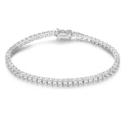 GEMSME Jewelry Tennis Bracelets for Women Men Cubic Zirconia Bracelet 18K White Gold Plated 3MM Round CZ Dainty Silver Bracelet Friendship Bracelet 7.5 Inch