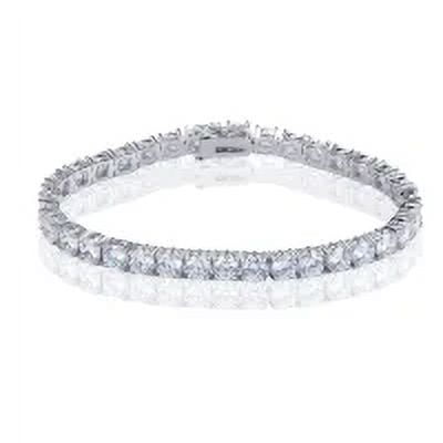 GMESME 18K White Gold Plated 6.0mm Round Brilliant Cut Cubic Zirconia Classic Graduation Tennis Bracelet for Women Men Girls 8.5 Inch