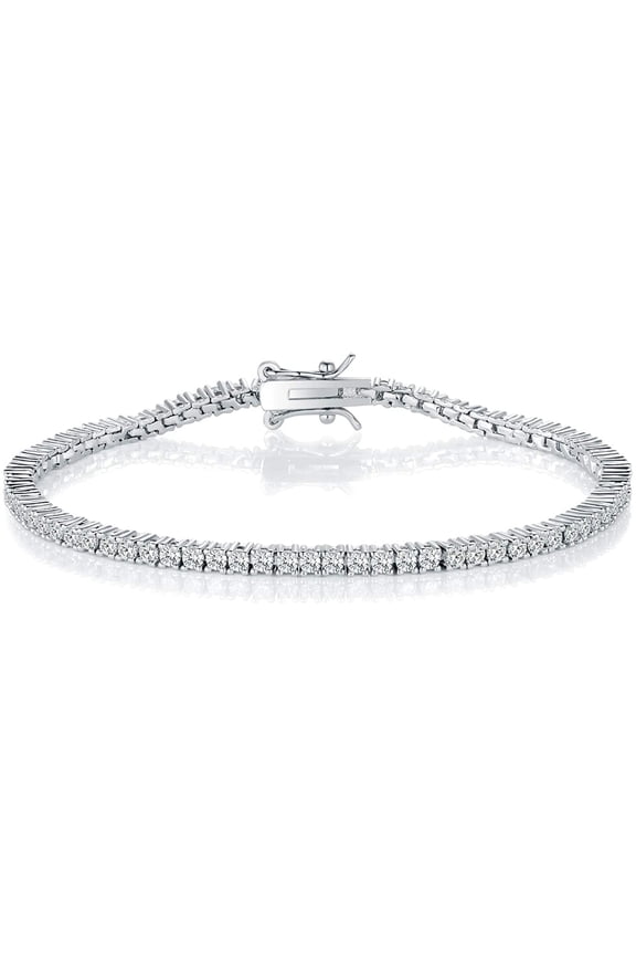 Tennis Bracelets for Women Cubic Zirconia Bracelet 18K White Gold Plated 2MM Round CZ Dainty Jewelry 6.5 Inch