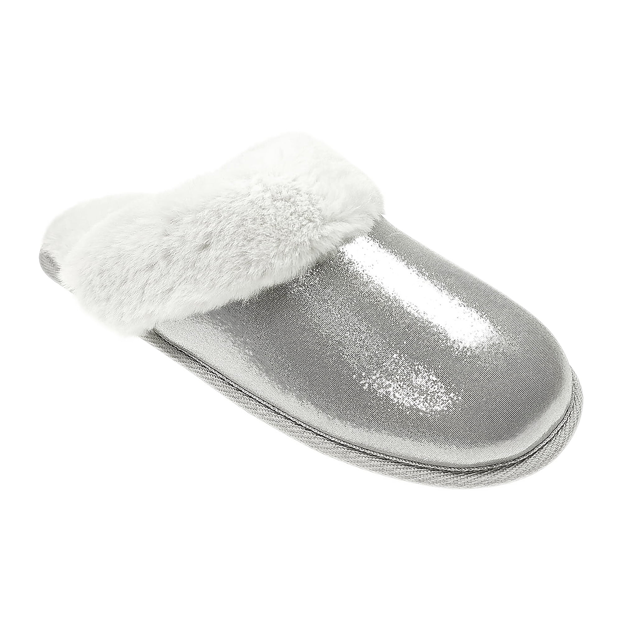 Holiday Time Mommy & Me Metallic Scuff Slippers
