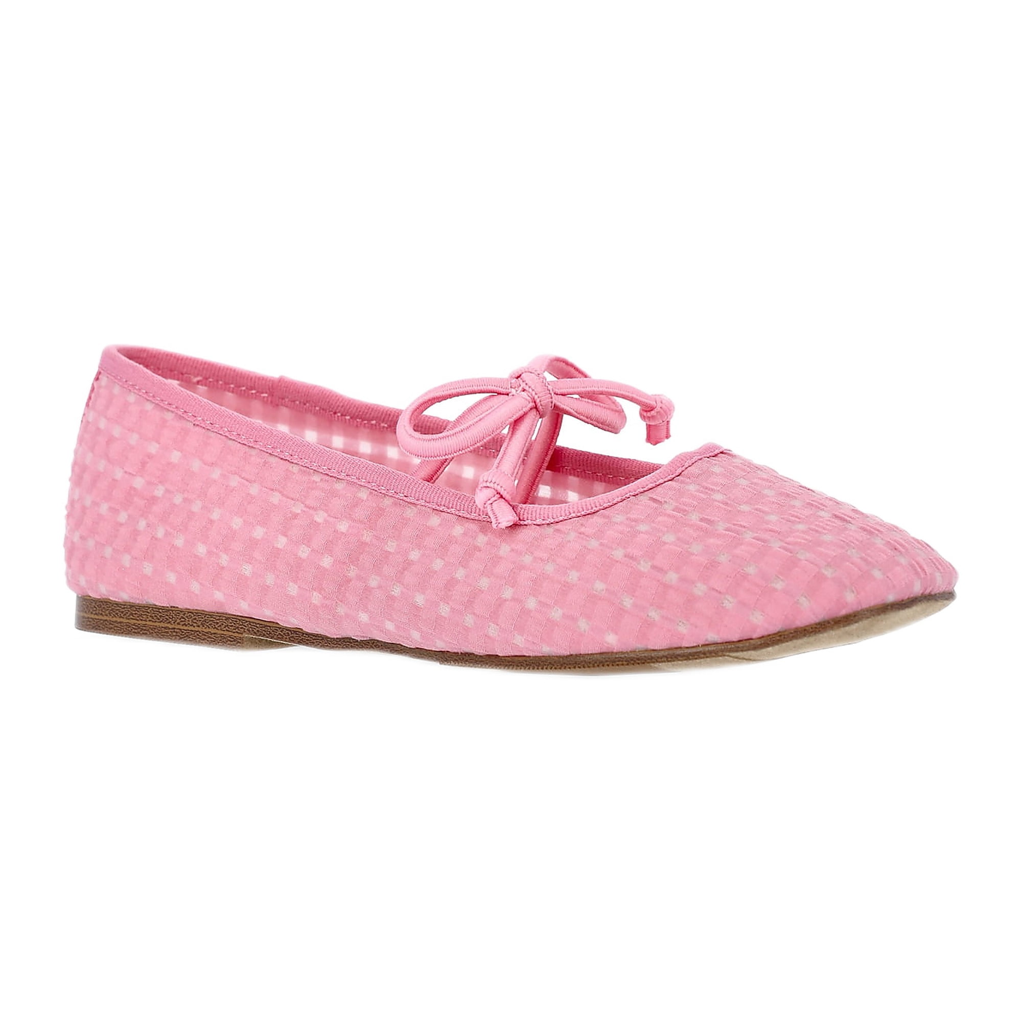 Madden NYC Little and Big Girls' Gingham Mesh Ballet Flats
