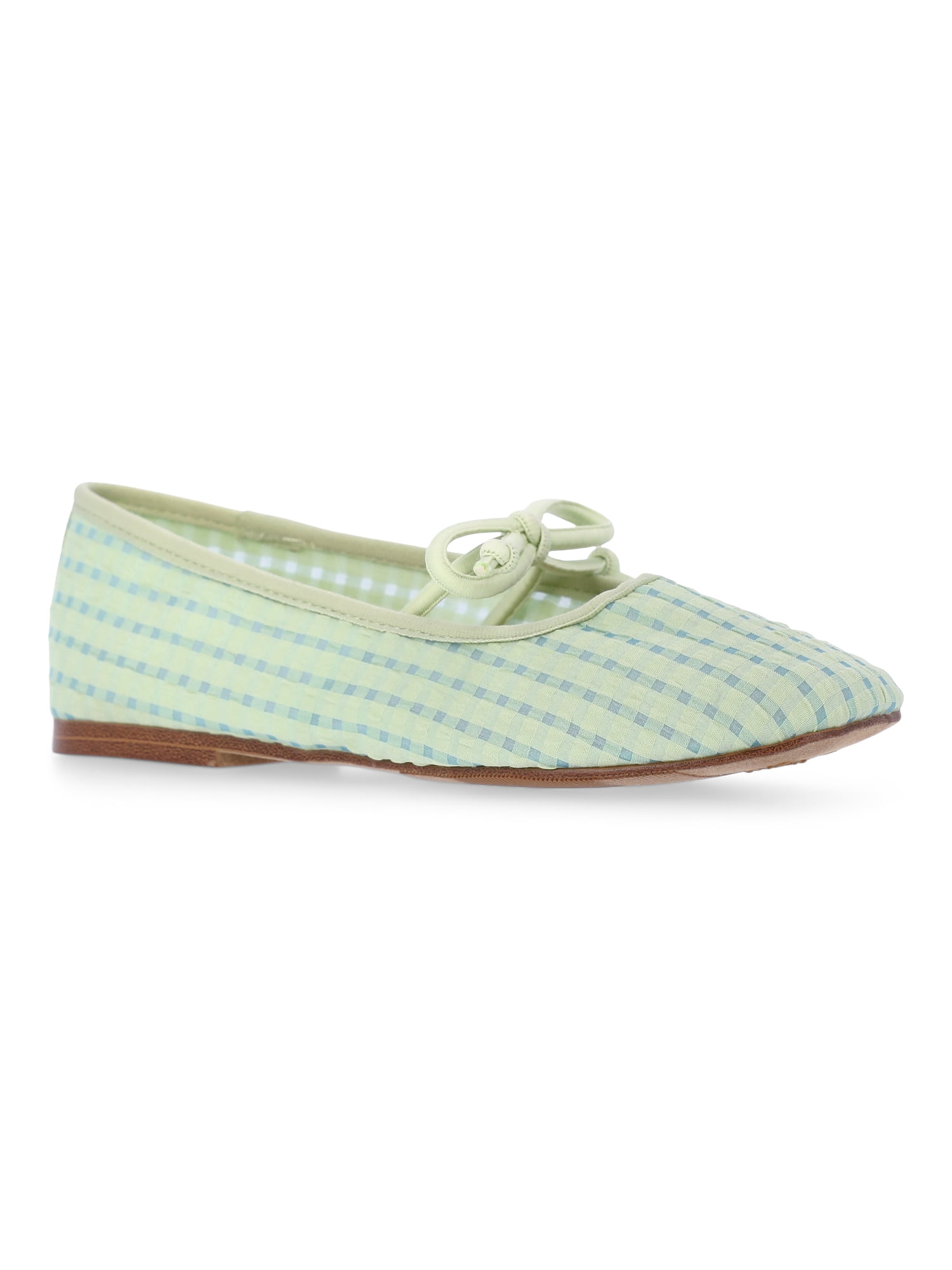 Madden NYC Little and Big Girls' Gingham Mesh Ballet Flats