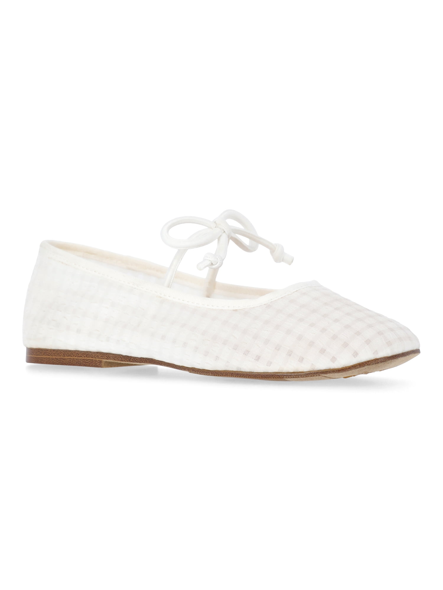 Madden NYC Little and Big Girls' Gingham Mesh Ballet Flats