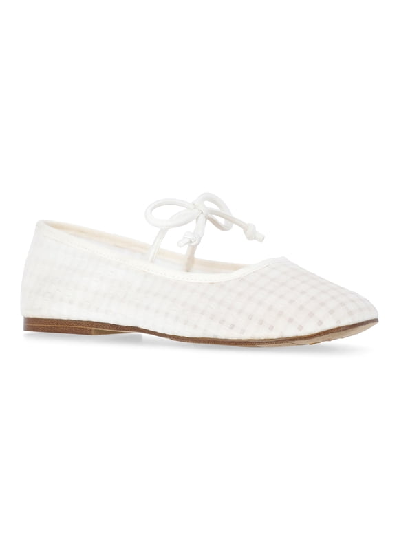 Little and Big Girls' Gingham Mesh Ballet Flats