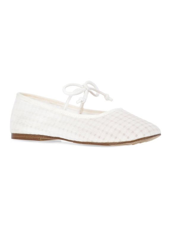 Little and Big Girls' Gingham Mesh Ballet Flats