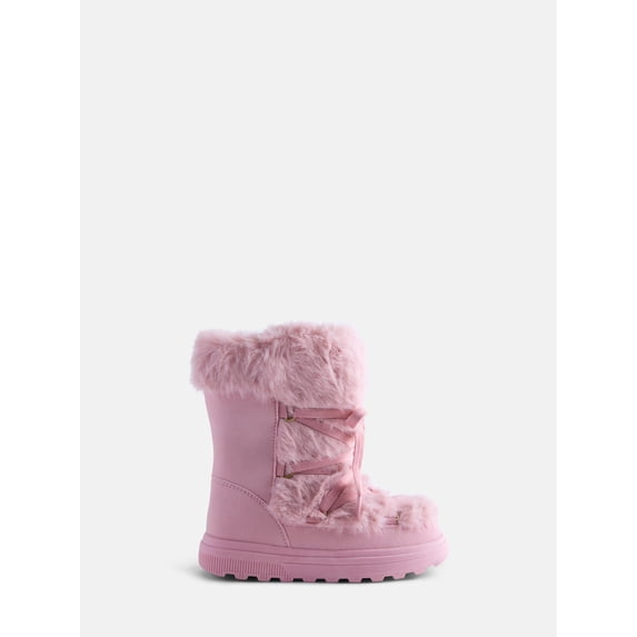 Ozark Trail Little and Big Girls' Faux Fur Trim Winter Boots