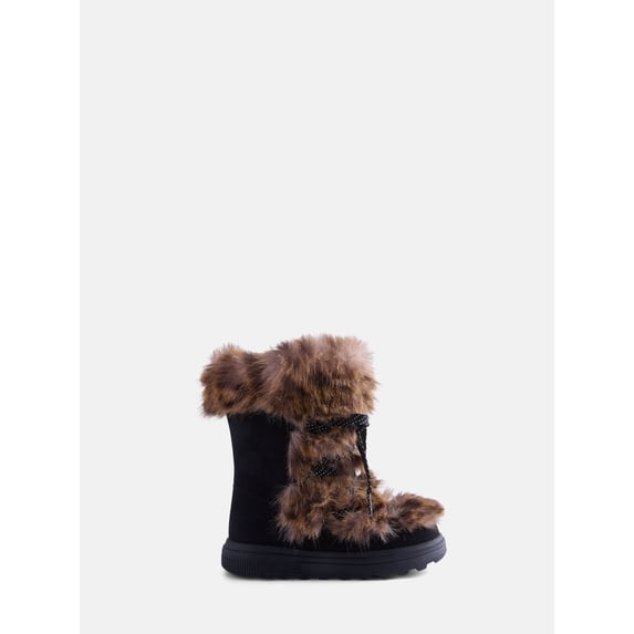 Ozark Trail Little and Big Girls' Faux Fur Trim Winter Boots