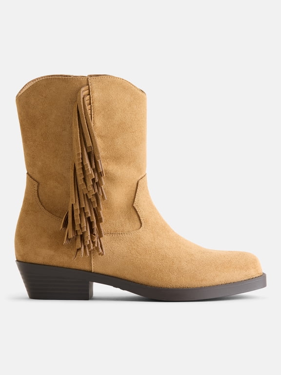 Girls Fringe Western Ankle Boots