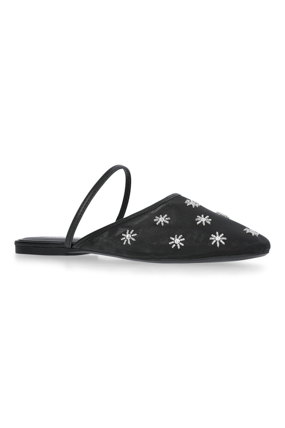 Girls Beaded Mesh Slip On Shoes