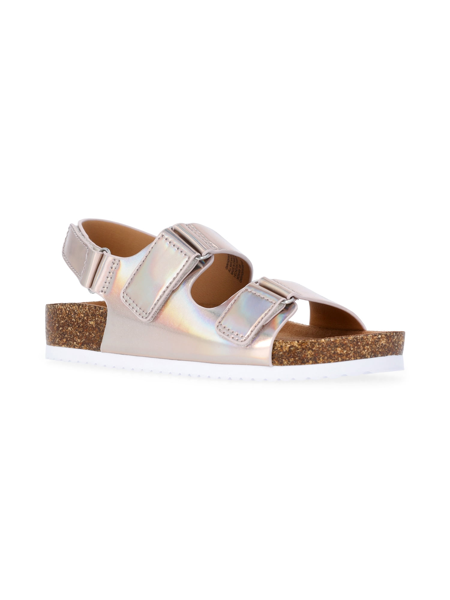 Wonder Nation Little and Big Girls' Double Buckle Footbed Sandals