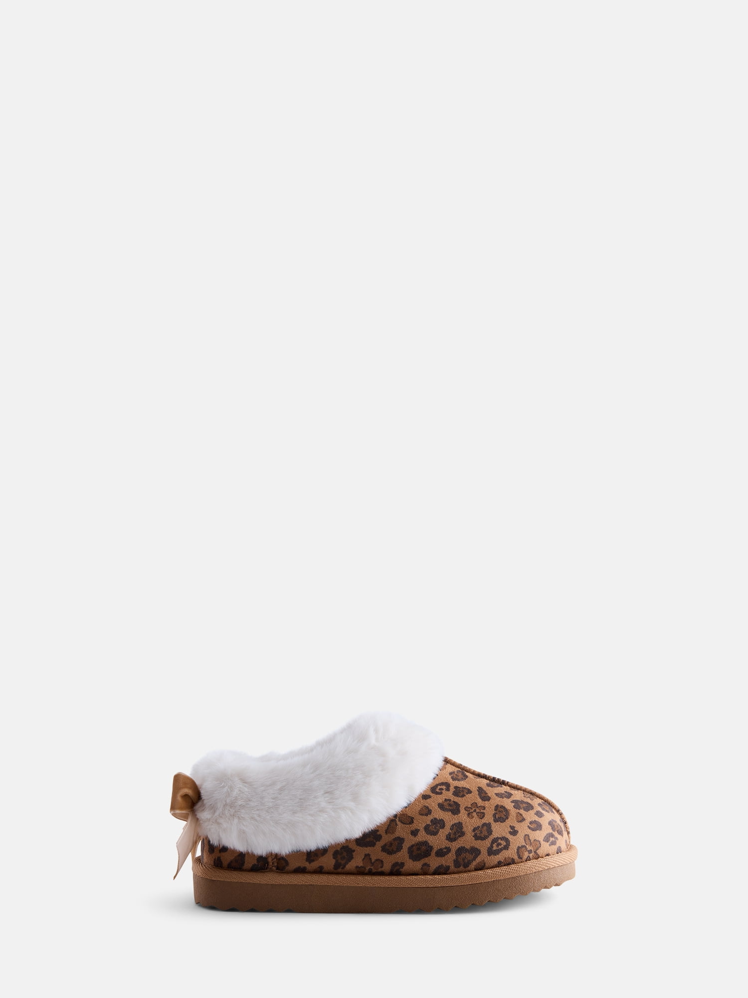 Wonder Nation Baby, Toddler, Little and Big Girls Faux Fur Trim Slippers