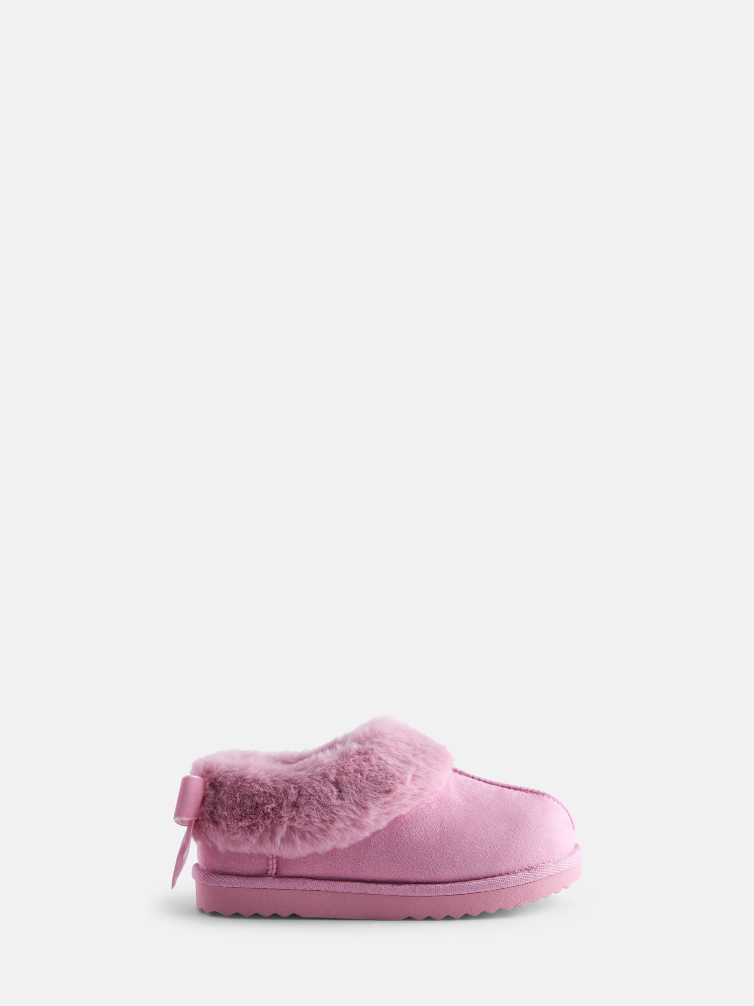 Wonder Nation Baby, Toddler, Little and Big Girls Faux Fur Trim Slippers