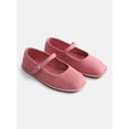 thumbnail image 1 of Wonder Nation Toddler, Little and Big Girls Faux Suede Whipstitch Ballet Shoes, 1 of 4