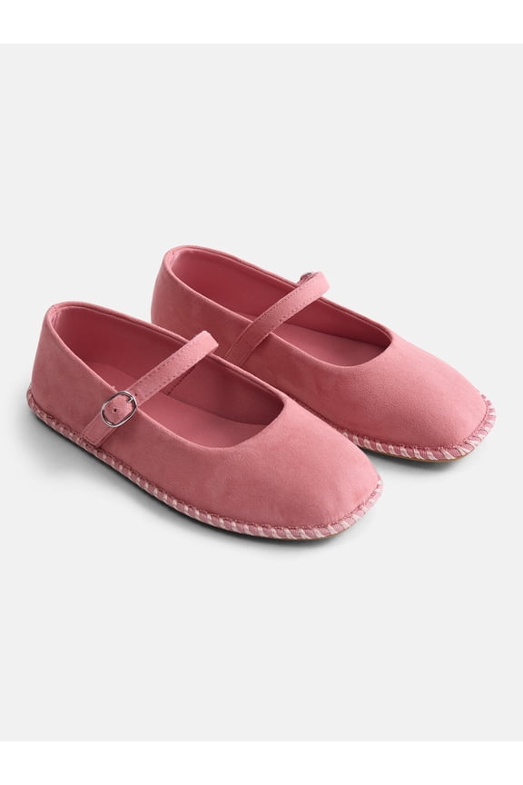 Little and Big Girls Faux Suede Whipstitch Ballet Shoes