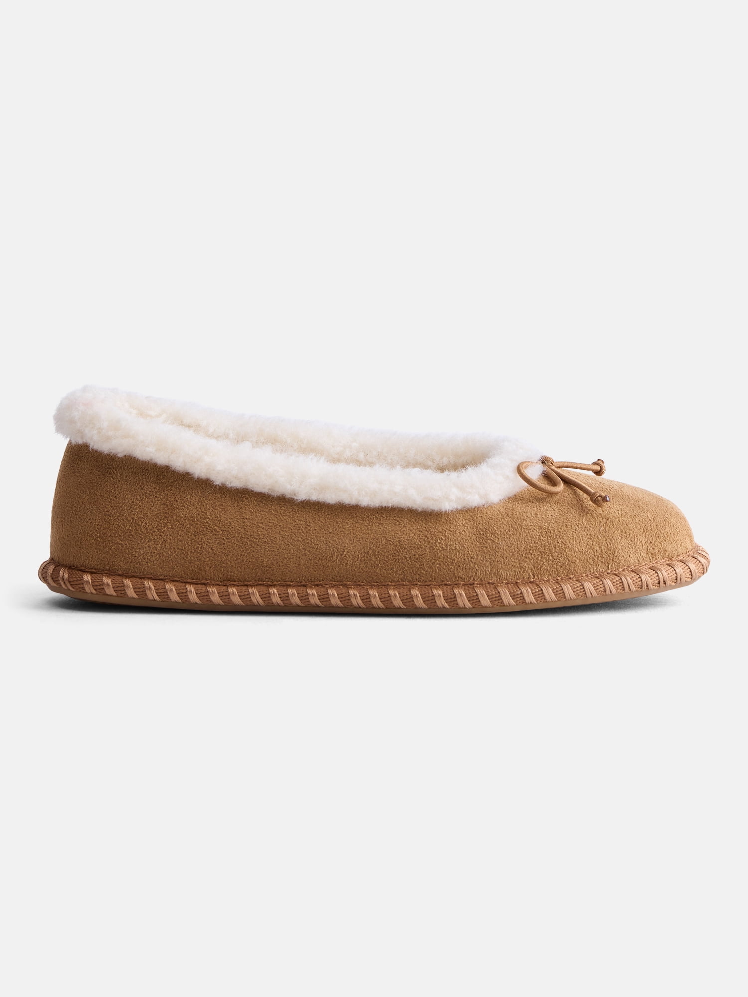 Wonder Nation Little and Big Girls Faux Suede Whipstitch Ballet Shoes