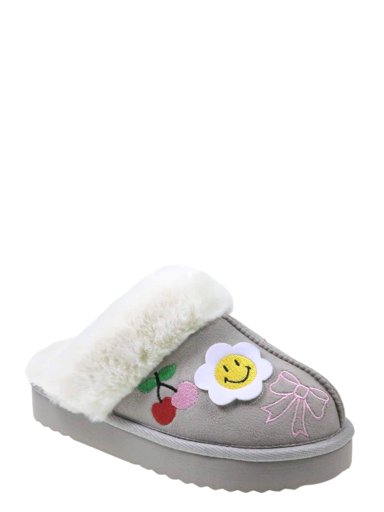 Wonder Nation Girls Scuff Slippers With Faux Fur Trim Outlet