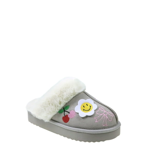 Wonder Nation Girls Scuff Slippers With Faux Fur Trim
