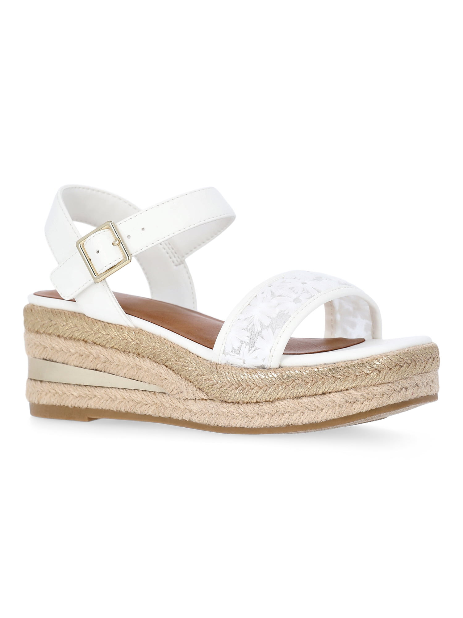 Wonder Nation Girls Buckle Texture Wedges