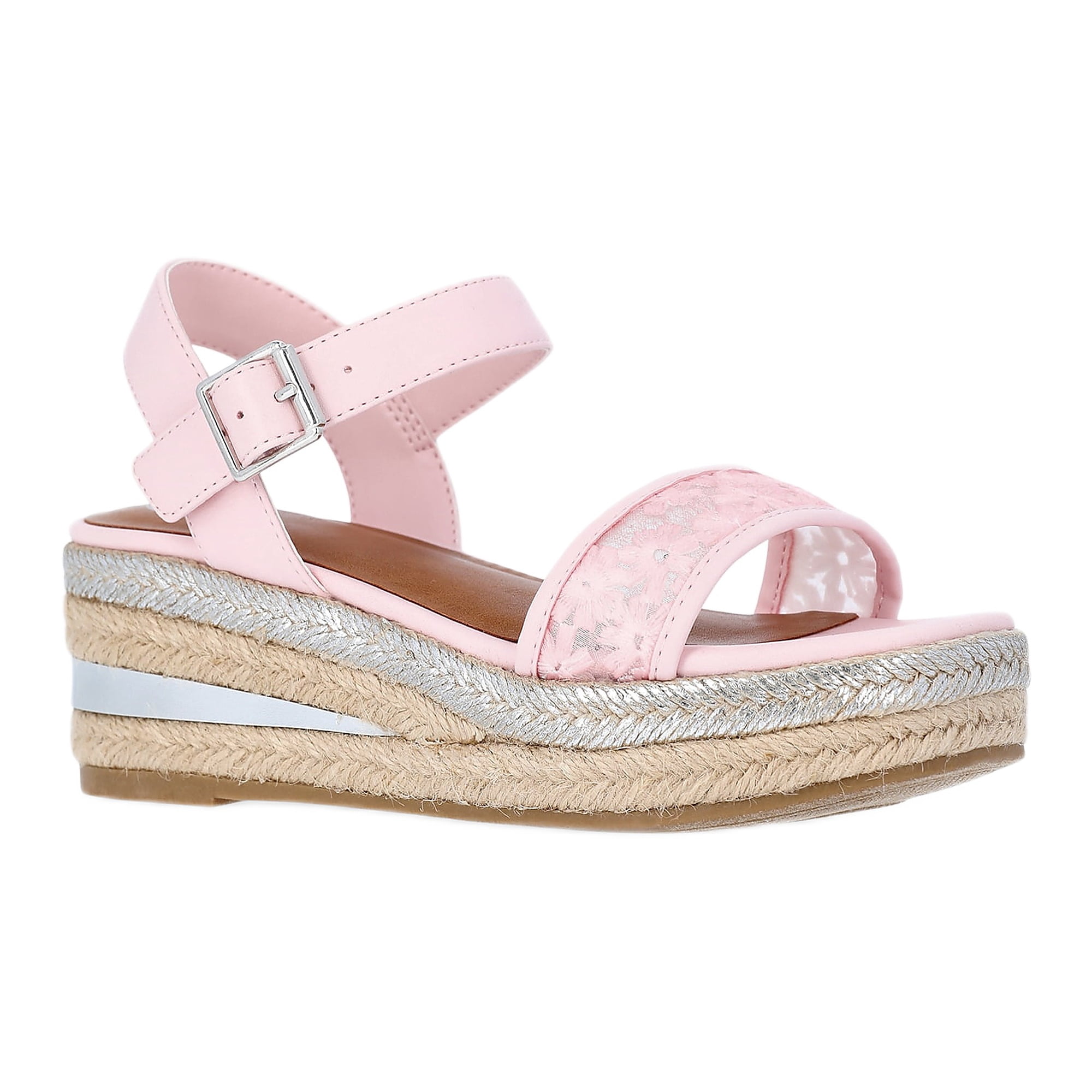 Girls Buckle Texture Wedges