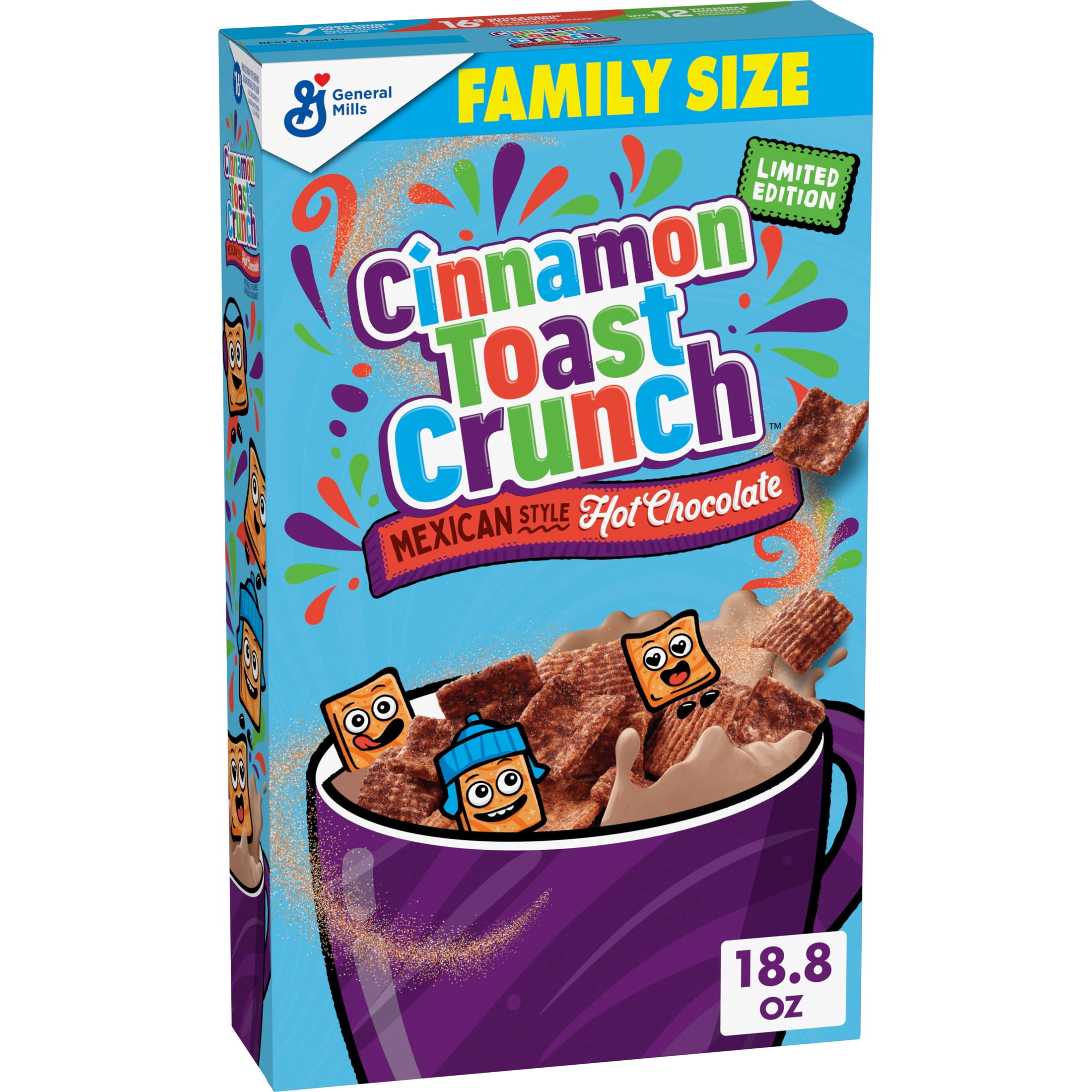 Cinnamon Toast Crunch Breakfast Cereal, Mexican Style Hot Chocolate, Family Size, Limited Edition, 18.8 oz