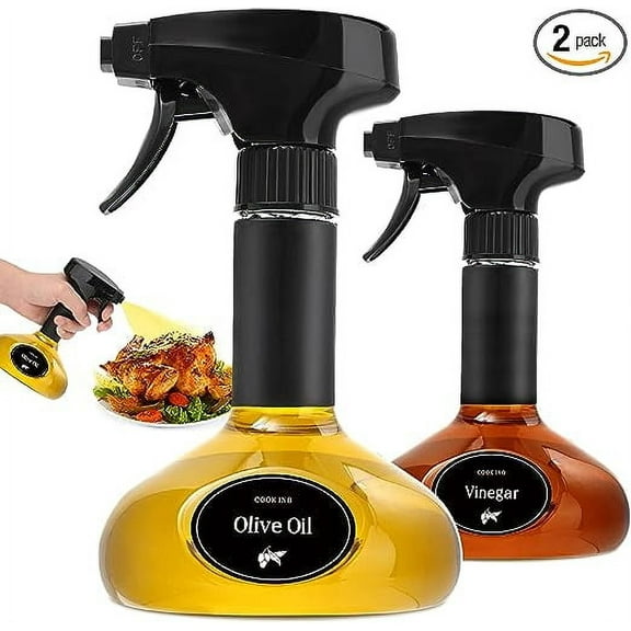 GMISUN Oil Sprayer For Cooking, Olive Oil Spray Bottle For Air Fryer, 9.5oz/280ml Kitchen Oil Mister Spritzer For Salad, BBQ, Frying, Baking, Roasting - 2 Pack