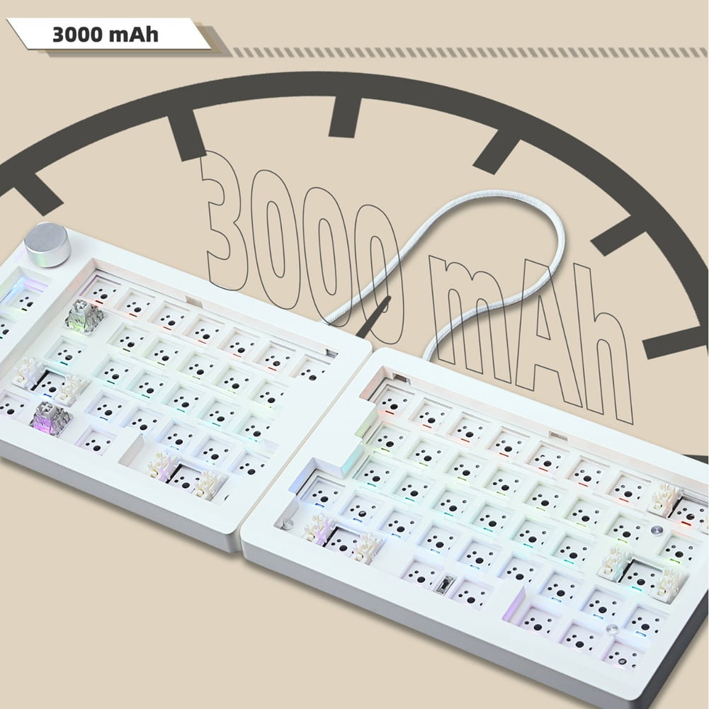 GMK70 Separate Gaming Mechanical Keyboard Kit VIA/Qmk 3-Mode Wireless Bluetooth Hot Swappable Gasket Keyboard,1 * Keyboard,White