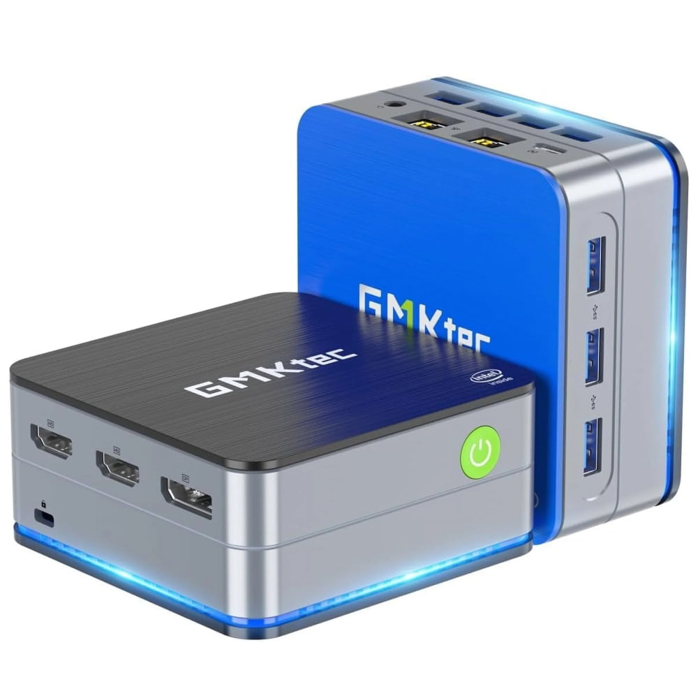 GMKtec Mini PC, 12GB RAM 512GB SSD, Intel N150(Up to 3.6GHz), Windows 11 Pro Deaktop Mini Computer, 3x USB3.2, Dual HDMI 2.0, Dual RJ45 Ethernet, Nucbox G2 Plus