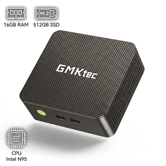 GMKtec Mini PC, Intel Alder Lake N95(Up to 3.4GHz), 16GB DDR4 512GB SSD, Mini Desktop Computer, Windows 11 Pro, NucBox G3S
