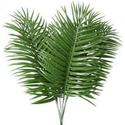 GMMGLT 12pcs Artificial Palm Tree Leaves Tropical Plant Outdoor UV Resistant Faux Fake Palm Frond Plants Greenery Flowers for Home