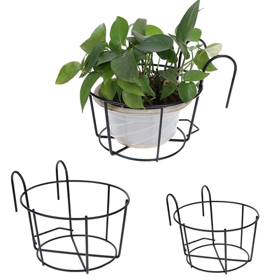 GMMGLT 5.91" x 3.54" x 5.12" Black Wrought Iron Hanging Railing Planters