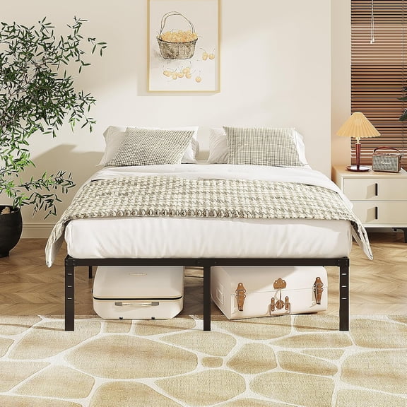 GMNIU 14 Inch King Bed Frame, Heavy Duty Metal Platform - No Box Spring Needed,Reinforced Steel Slats, Noise-Free, Easy Assembly, Ample Underbed Storage, Black