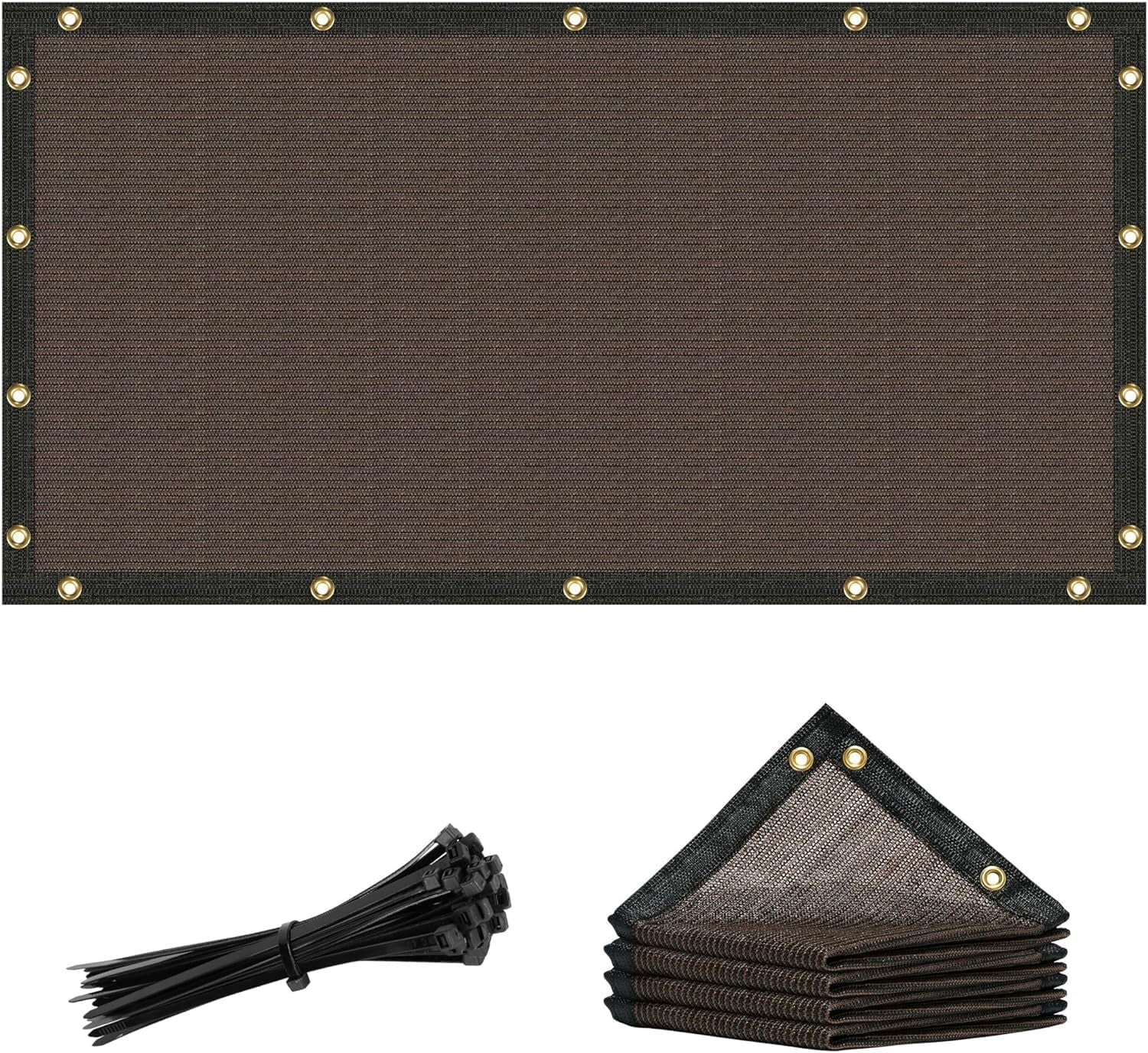 GMNIU 2' x 11' Brown Custom Size Shade Cloth with Grommets - 90% Sunblock, Durable Mesh Fabric Tarp for Dog Kennel Cover, Fence Privacy Screen, Greenhouse, Chicken Coop & Pet Playpen.