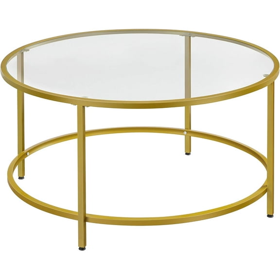 GMNIU 36 inch Tempered Glass Coffee Table, Simple & Modern Round Clear Coffee Table Center Table for Living Room, Small Space