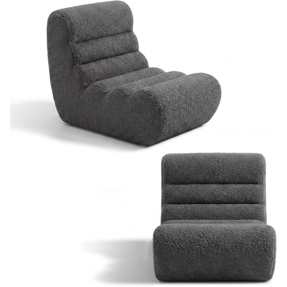 GMNIU Bean Bag Chairs for Adults, Chaise Lounge Chair Indoor with Memory Foam, Cozy Reading Chair with Convenient Movable Handle for Living Room, Apartment, Home Theater (Grey)