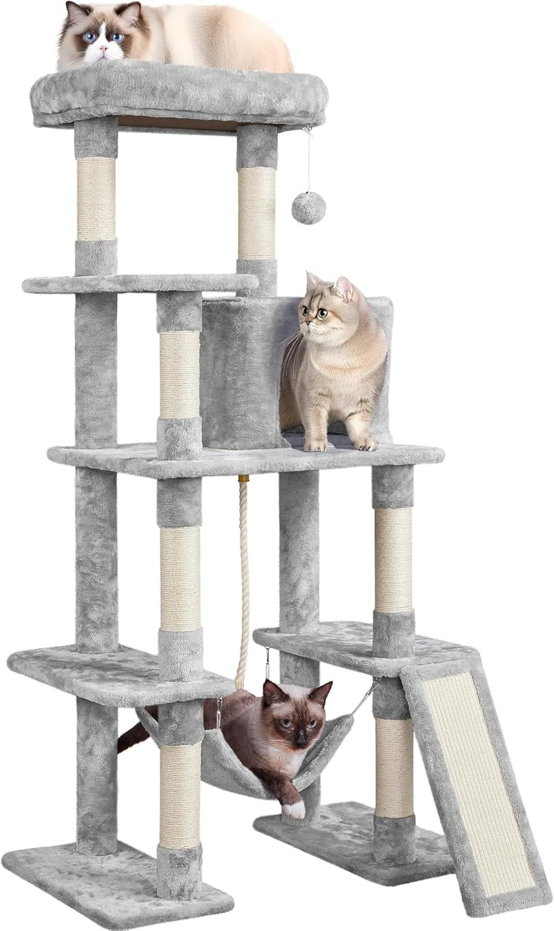 GMNIU Cat Tree Cat Tower, 63in Multi-Level Kitten Tree for Indoor Kitty, Pet Condo Furniture with Scratching Posts, Large Top Perch, Hammock, Tall Climbing Stand for Kitty Play