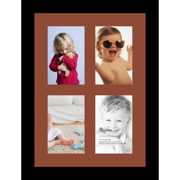 GMNIU Collage Photo Frame Single Mat with 4-4x6 Openings and Satin Black Frame.