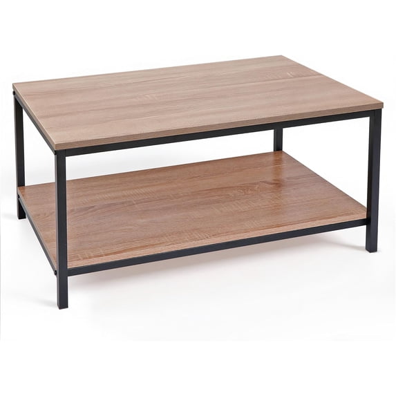 GMNIU Lane 2-Tier Industrial Coffee Table with Storage Shelf for Small ...