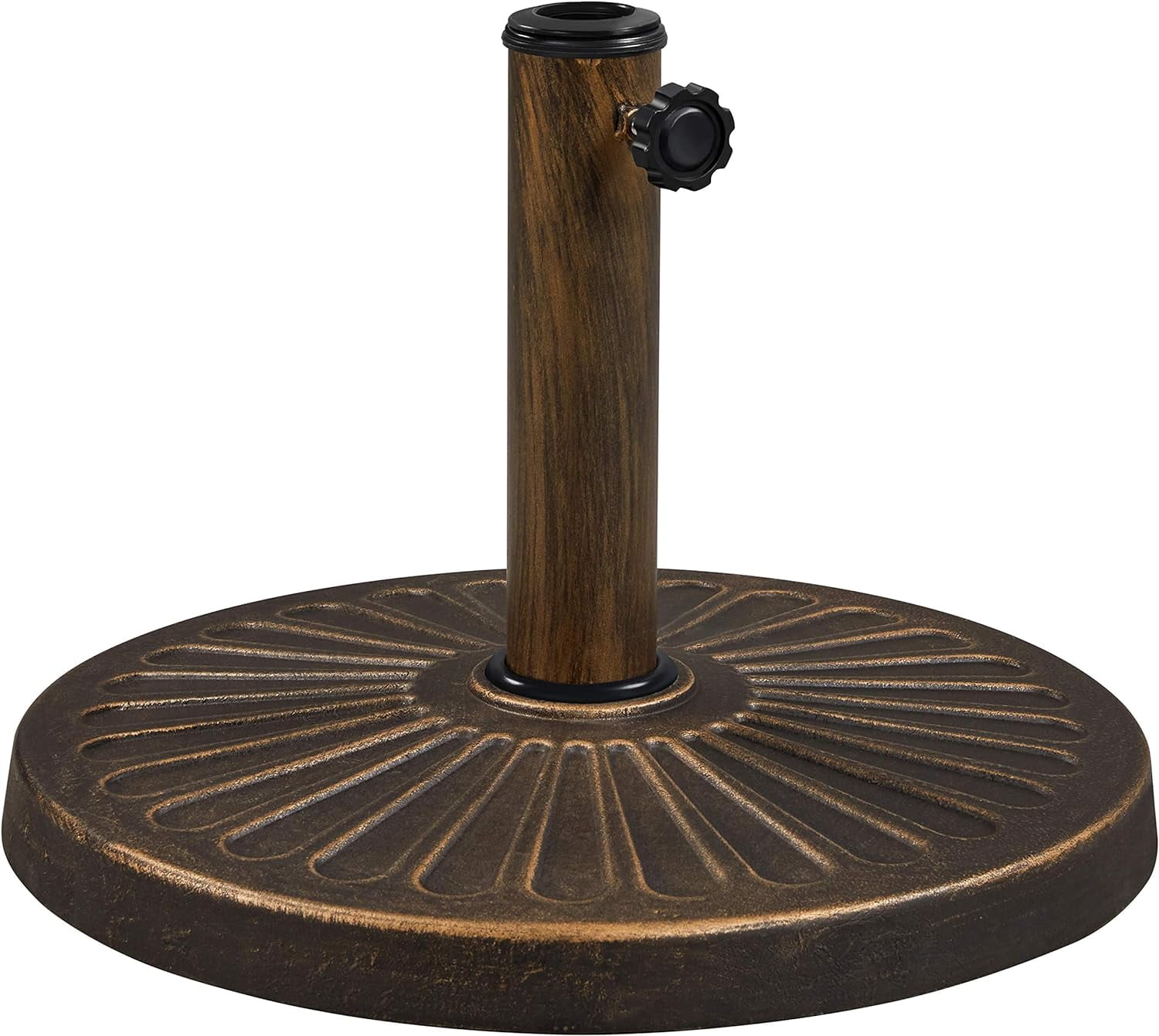 GMNIU Round Umbrella Base 18'' Heavy Duty Outdoor Umbrella Stand for Patio, Outdoor, Garden, Lawn - Bronze